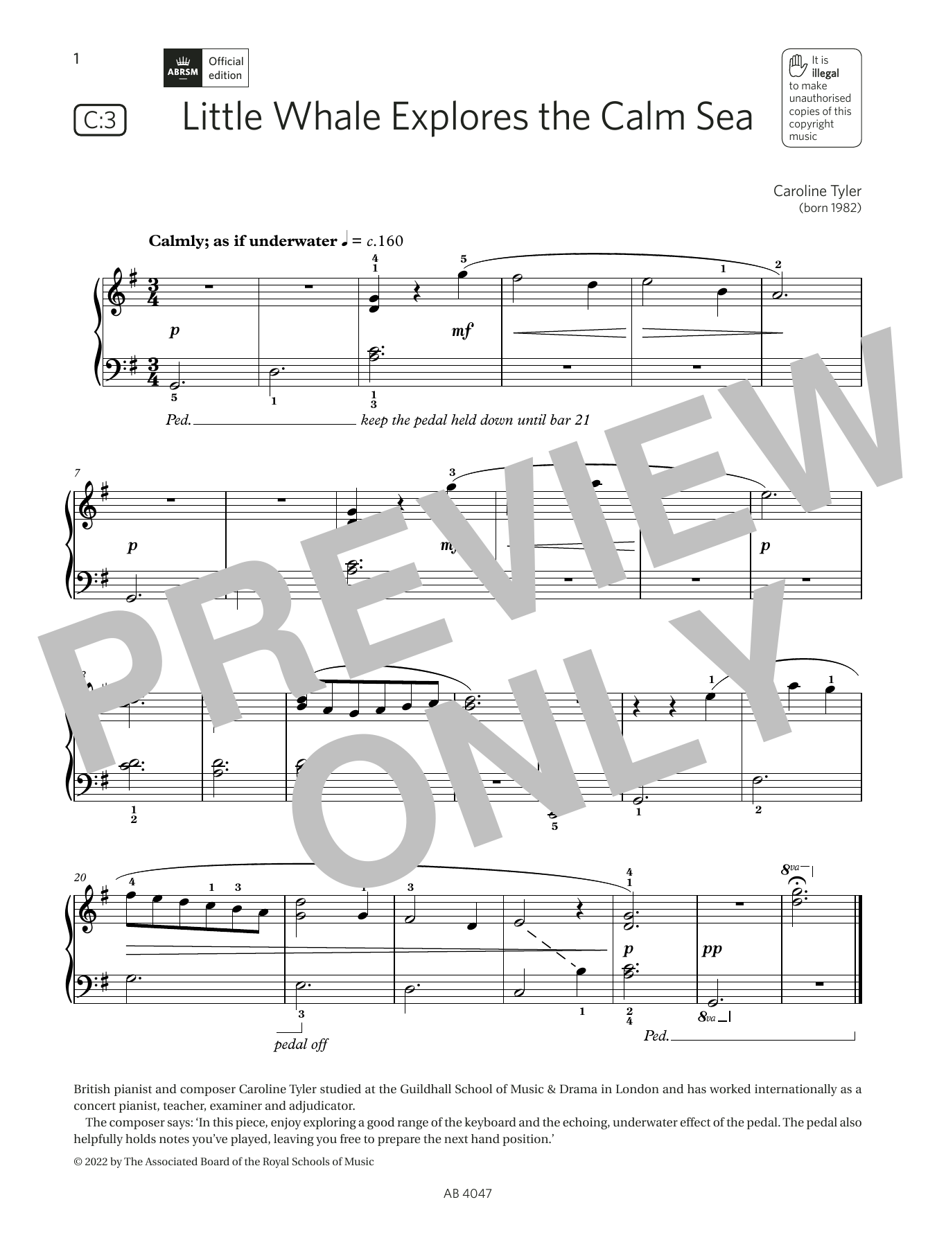 Produktbild zu: Little Whale Explores the Calm Sea (Grade 1, list C3, from the ABRSM Piano Syllabus 2023 & 2024)