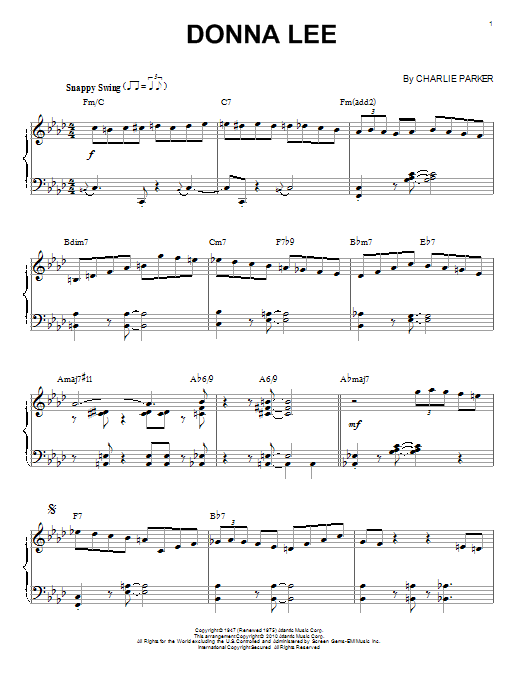 Product gallery: Page 1 of 1 Donna Lee (arr. Brent Edstrom), Charlie Parker