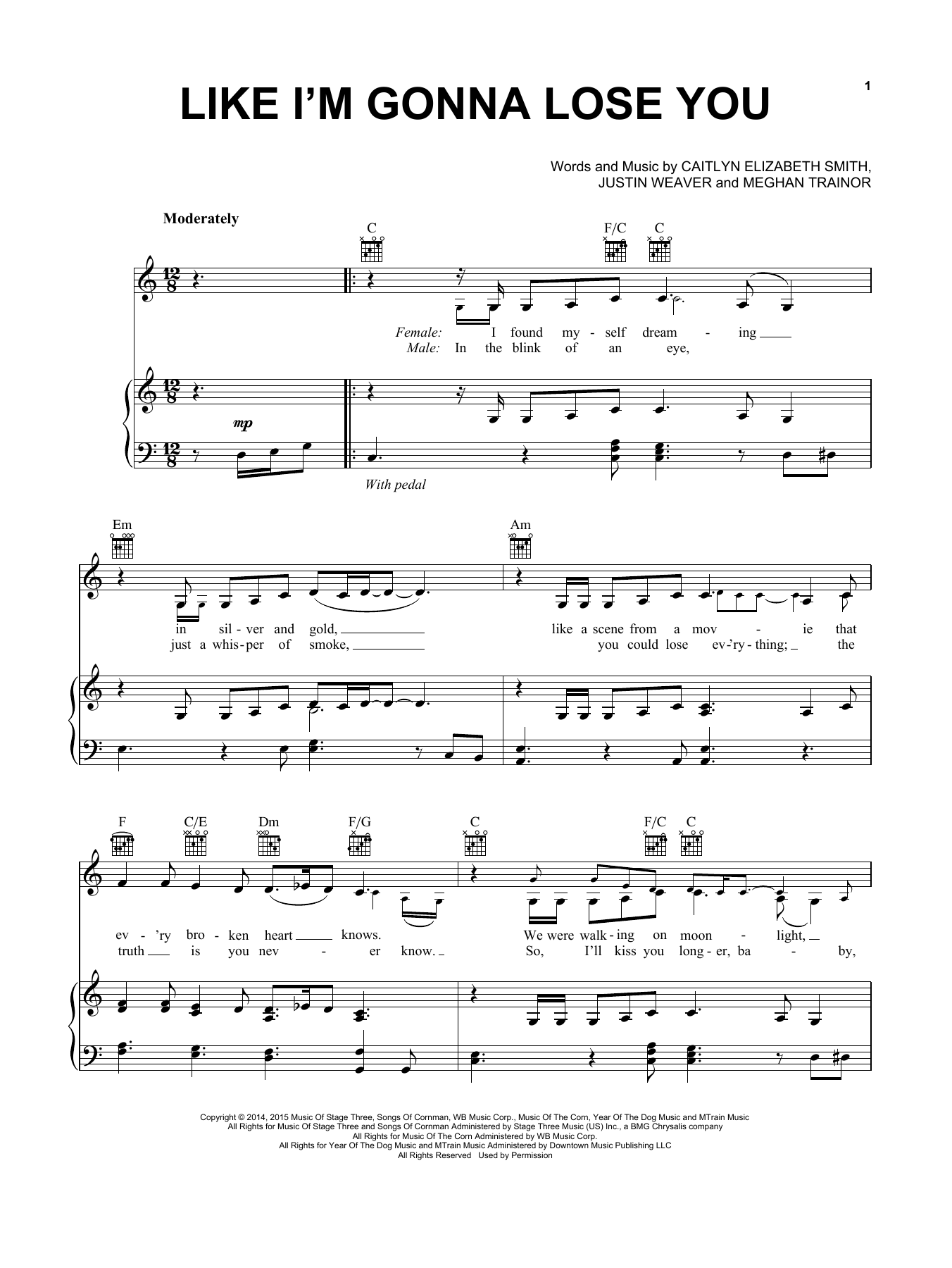 Produktgalerie: Seite 1 von 1 Like I'm Gonna Lose You, Meghan Trainor, Gesang, Gitarre, Klavier