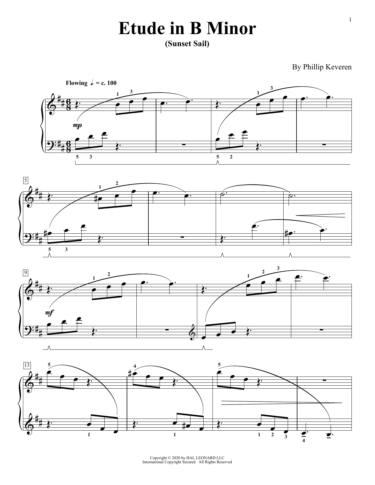 Product gallery: Page 1 of 1 Etude In B Minor (Sunset Sail), Phillip Keveren