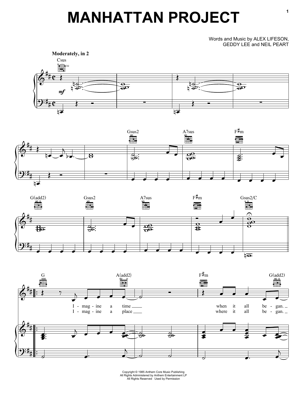 Produktgalerie: Seite 1 von 1 Manhattan Project, Rush, Gesang, Gitarre, Klavier