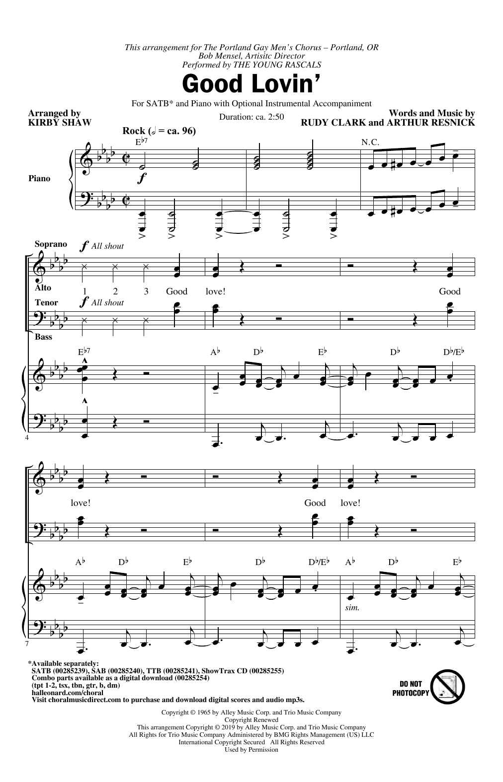 Produktgalerie: Seite 1 von 1 Good Lovin' (arr. Kirby Shaw), The Young Rascals, Chor