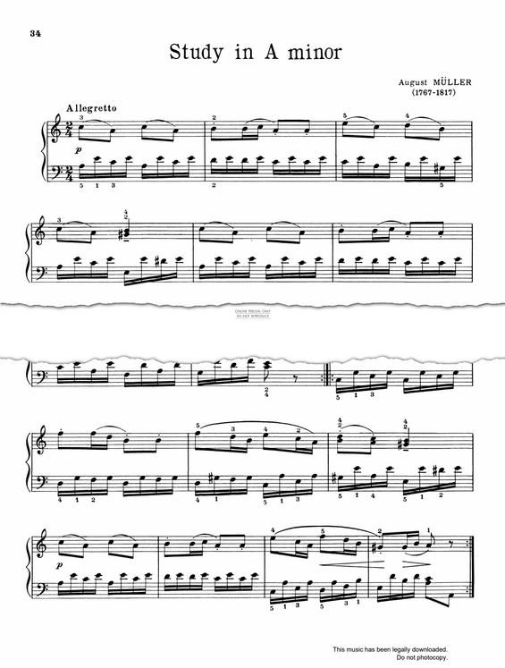 Produktgalerie: Seite 1 von 1 Study In A Minor, August Müller, Klavier