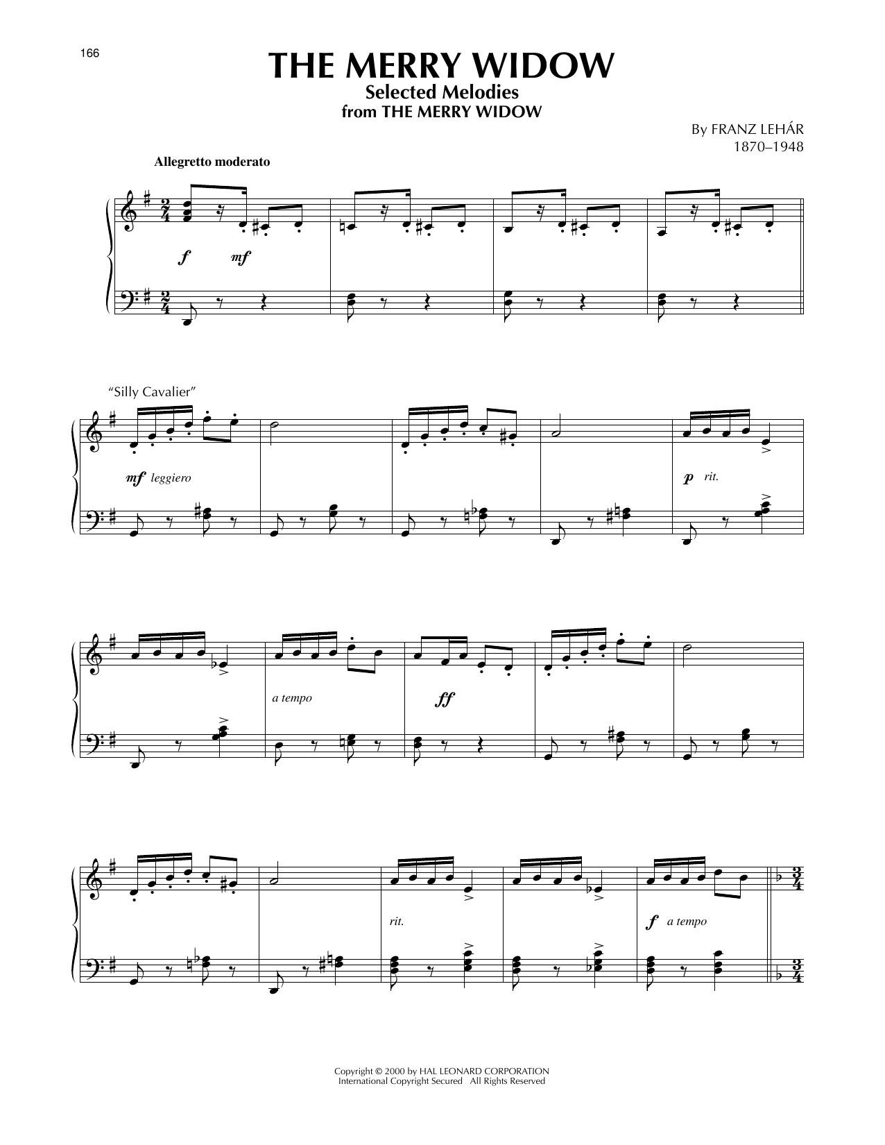 Product picture to:  The Merry Widow, Selected Melodies - Franz Lehar