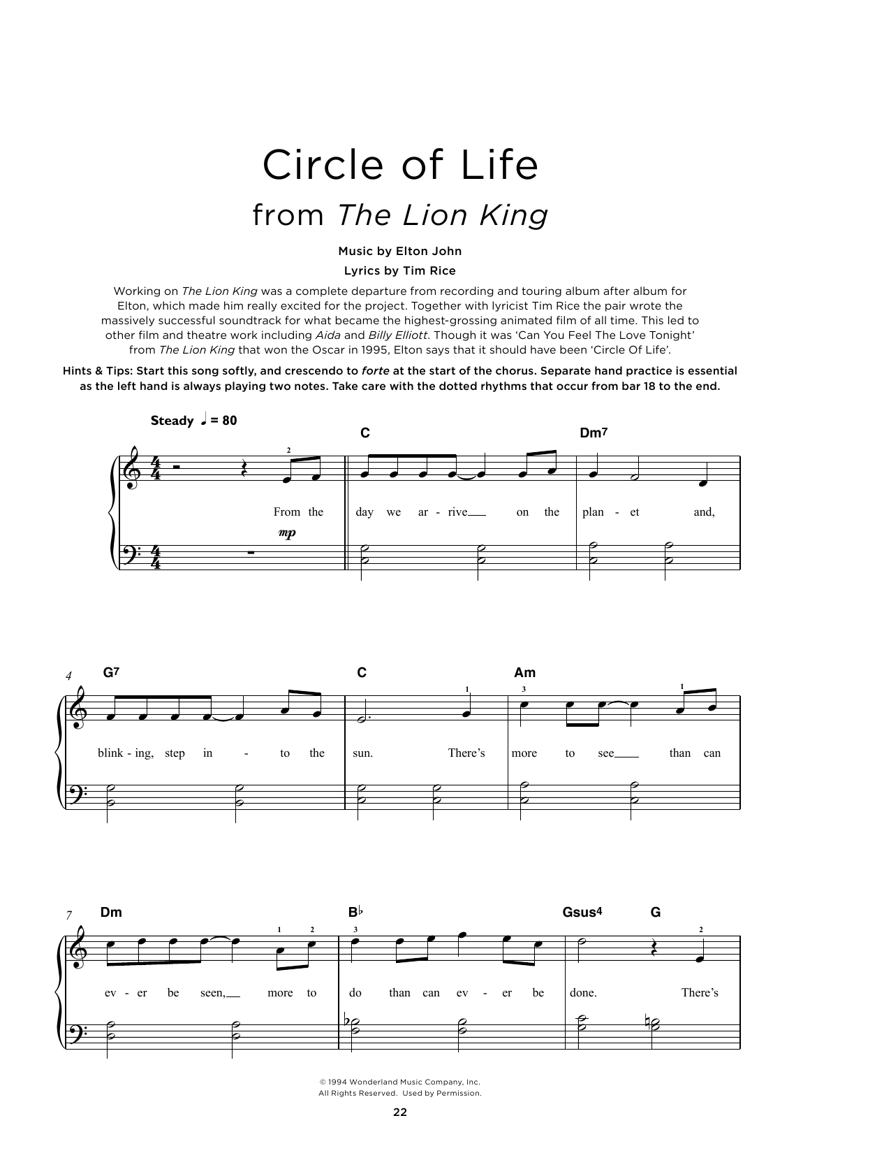 Produktbild zu:  Circle Of Life (from The Lion King) - Elton John