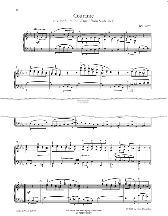 Produktbild zu: Courante from Suite in C, KV 399/3