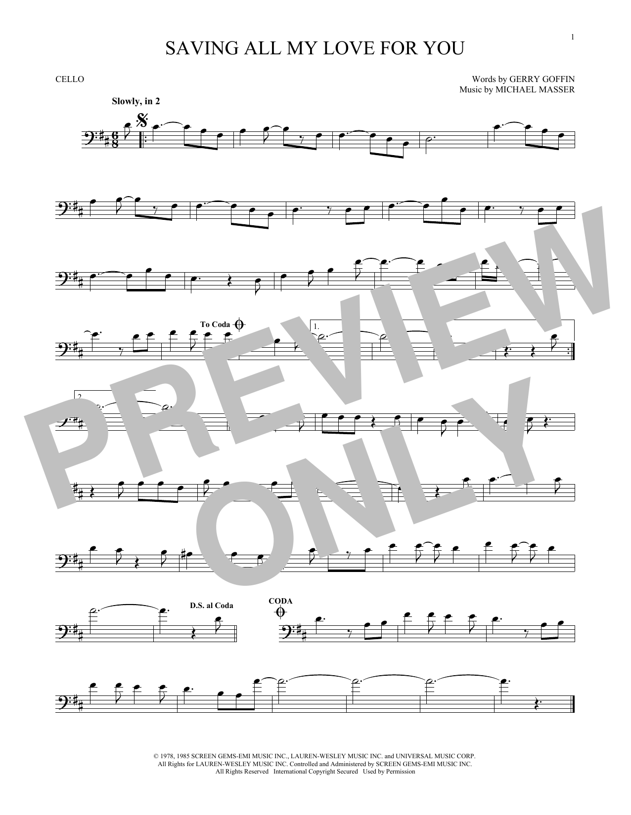 Produktgalerie: Seite 1 von 1 Saving All My Love For You, Whitney Houston, Violoncello