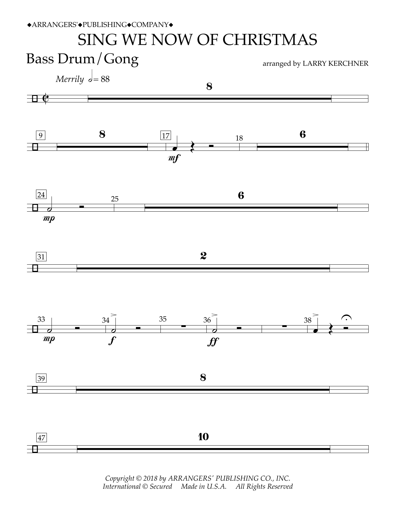 Product picture to: Sing We Now of Christmas (arr. Larry Kerchner) - Bass Drum/Gong