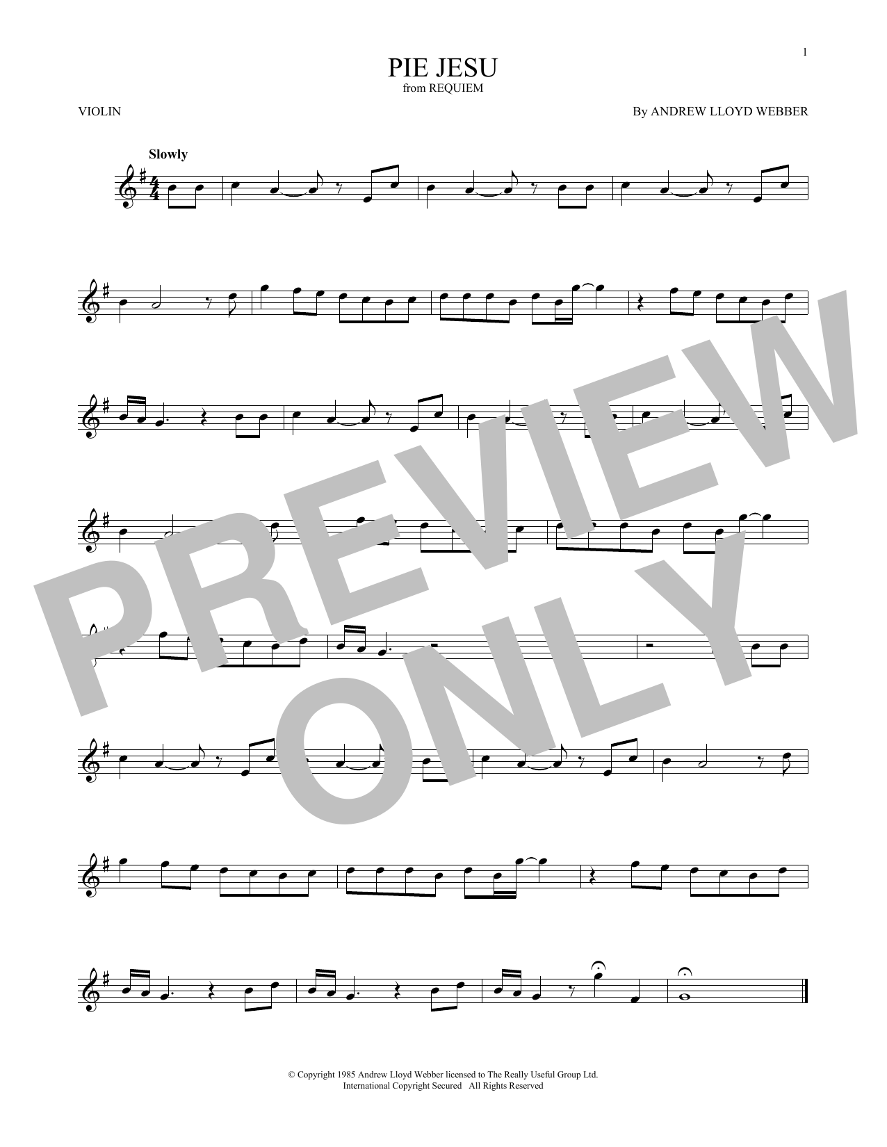 Product gallery: Page 1 of 1 Pie Jesu (from Requiem), Andrew Lloyd Webber