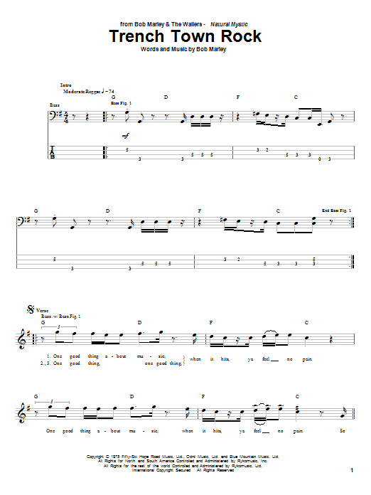 Produktgalerie: Seite 1 von 1 Trench Town Rock, Bob Marley, E-Bass