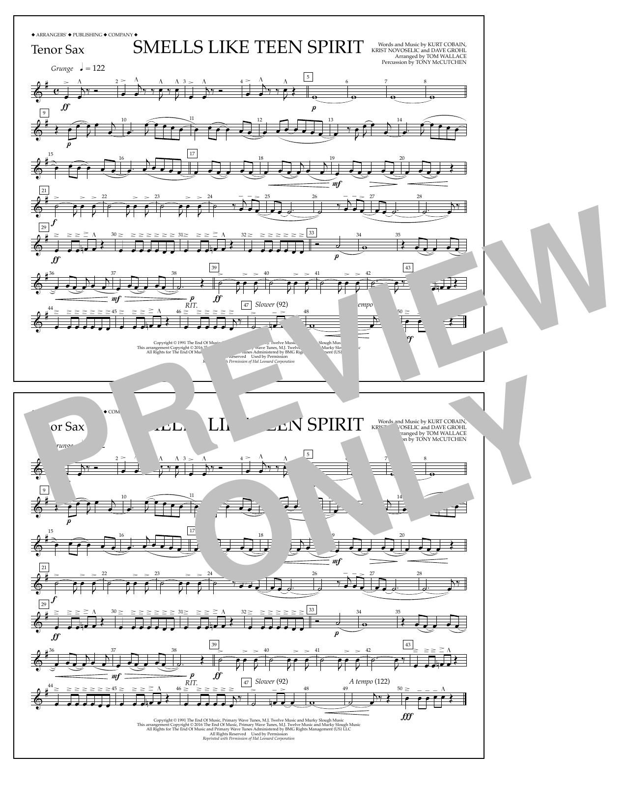 Produktbild zu: Smells Like Teen Spirit - Tenor Sax