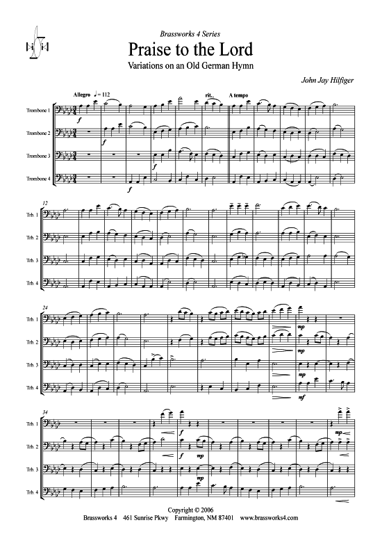 Product picture to: Praise to the Lord (Variations on an Old German Hymn) John Jay Hilfiger