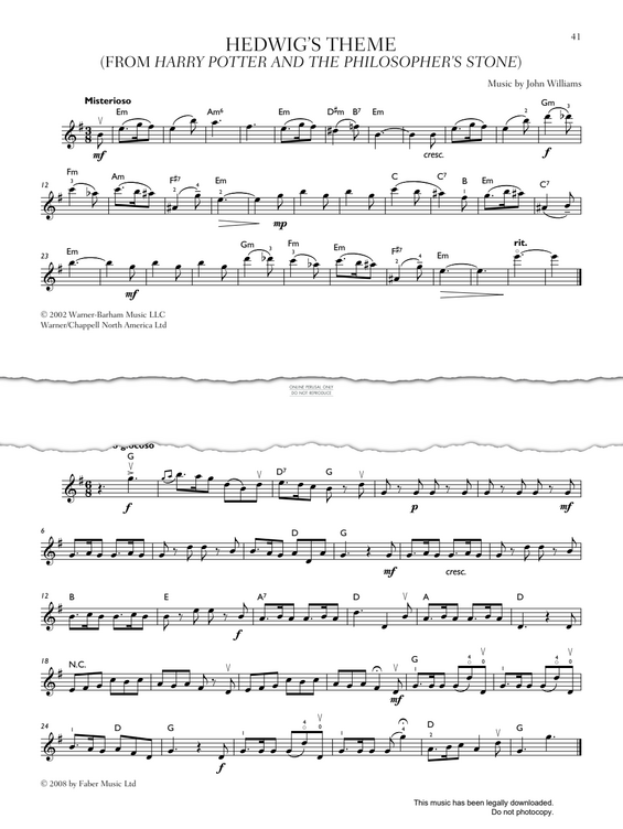 Product gallery: Page 1 of 1 Hedwig's Theme (From 'Harry Potter And The Philosopher's Stone'), John Williams