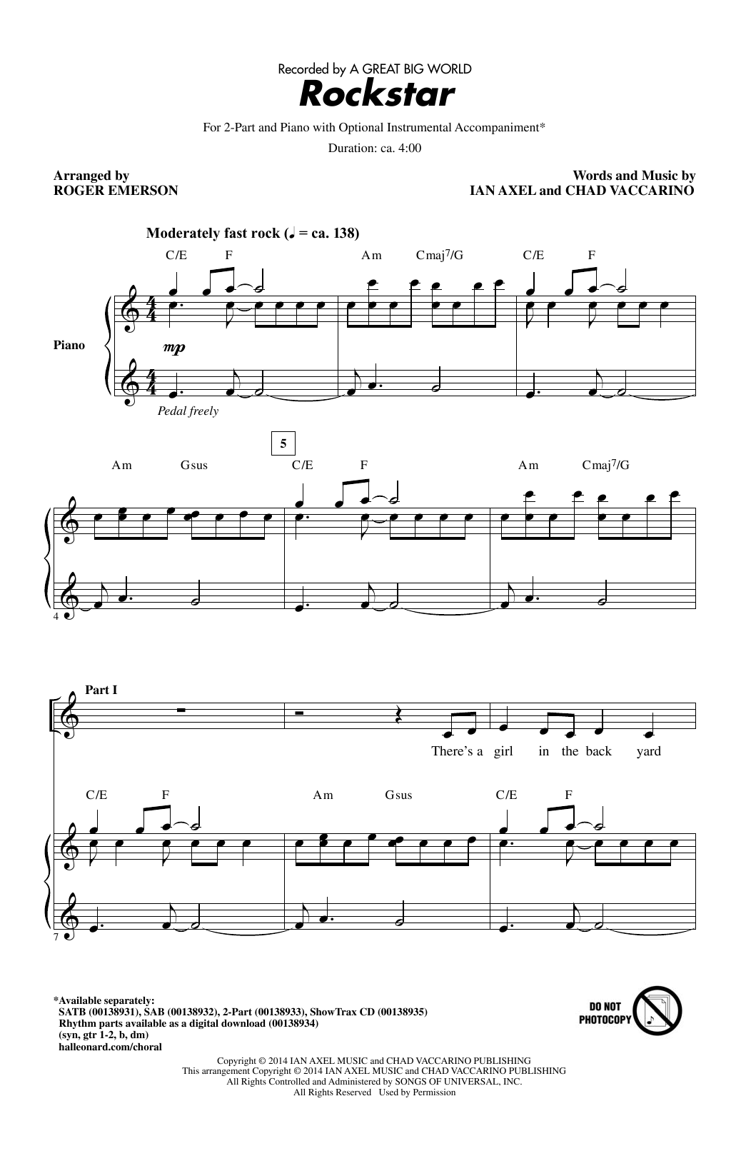 Product picture to: Rockstar (arr. Roger Emerson)