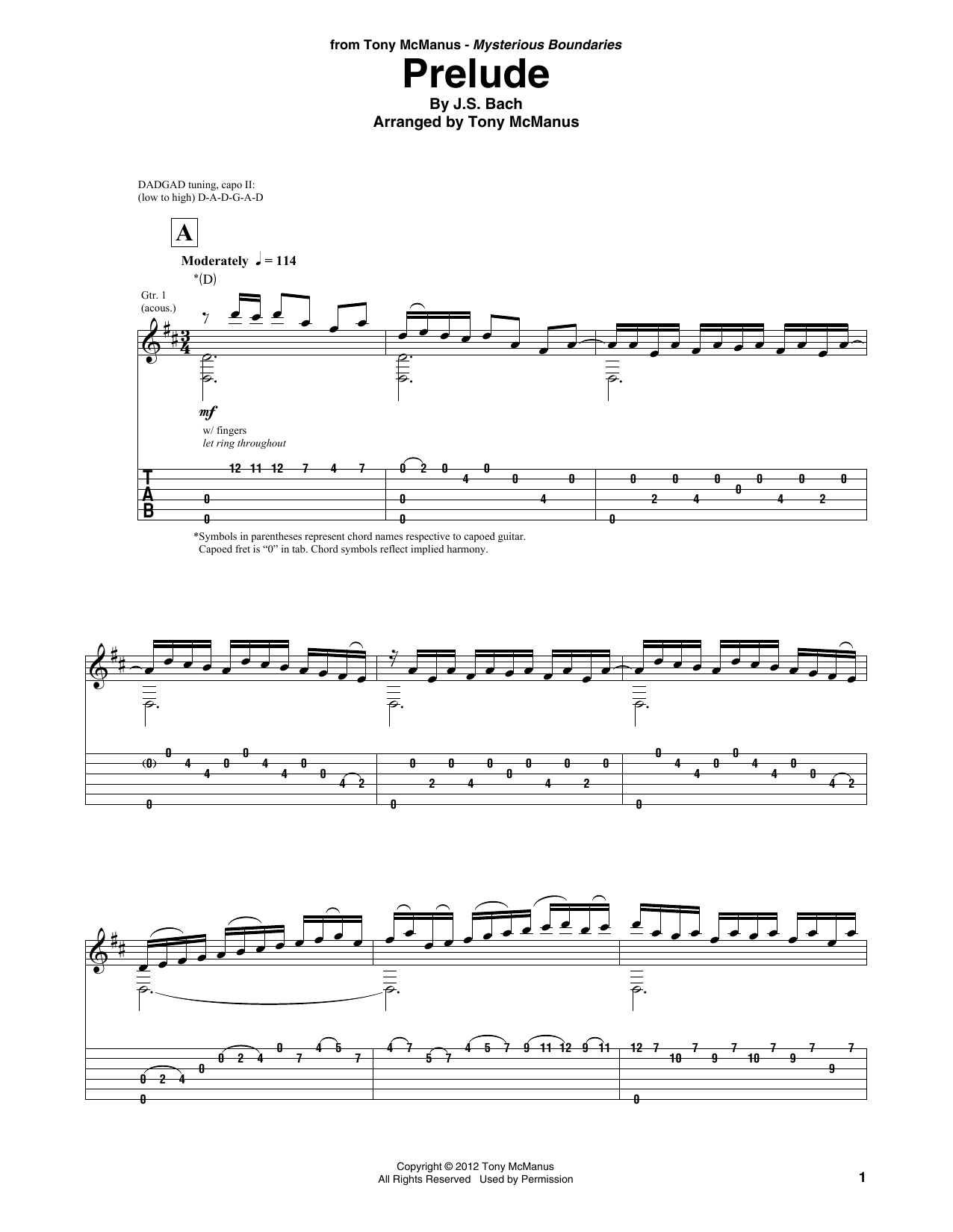 Produktgalerie: Seite 1 von 1 Prelude (arr. Tony McManus), Johann Sebastian Bach, Gitarre