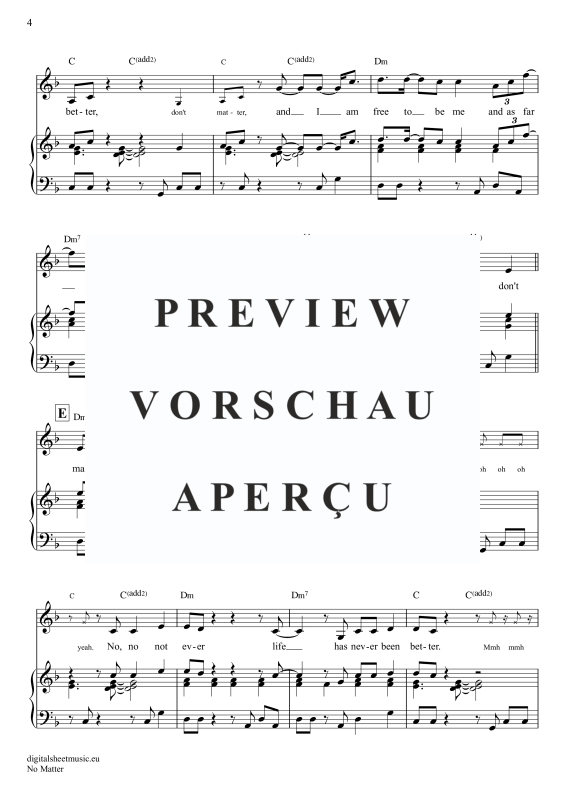 Produktgalerie: Seite 5 von 7 No Matter, Radics, Jack, Klavier, Gesang & Akkorde