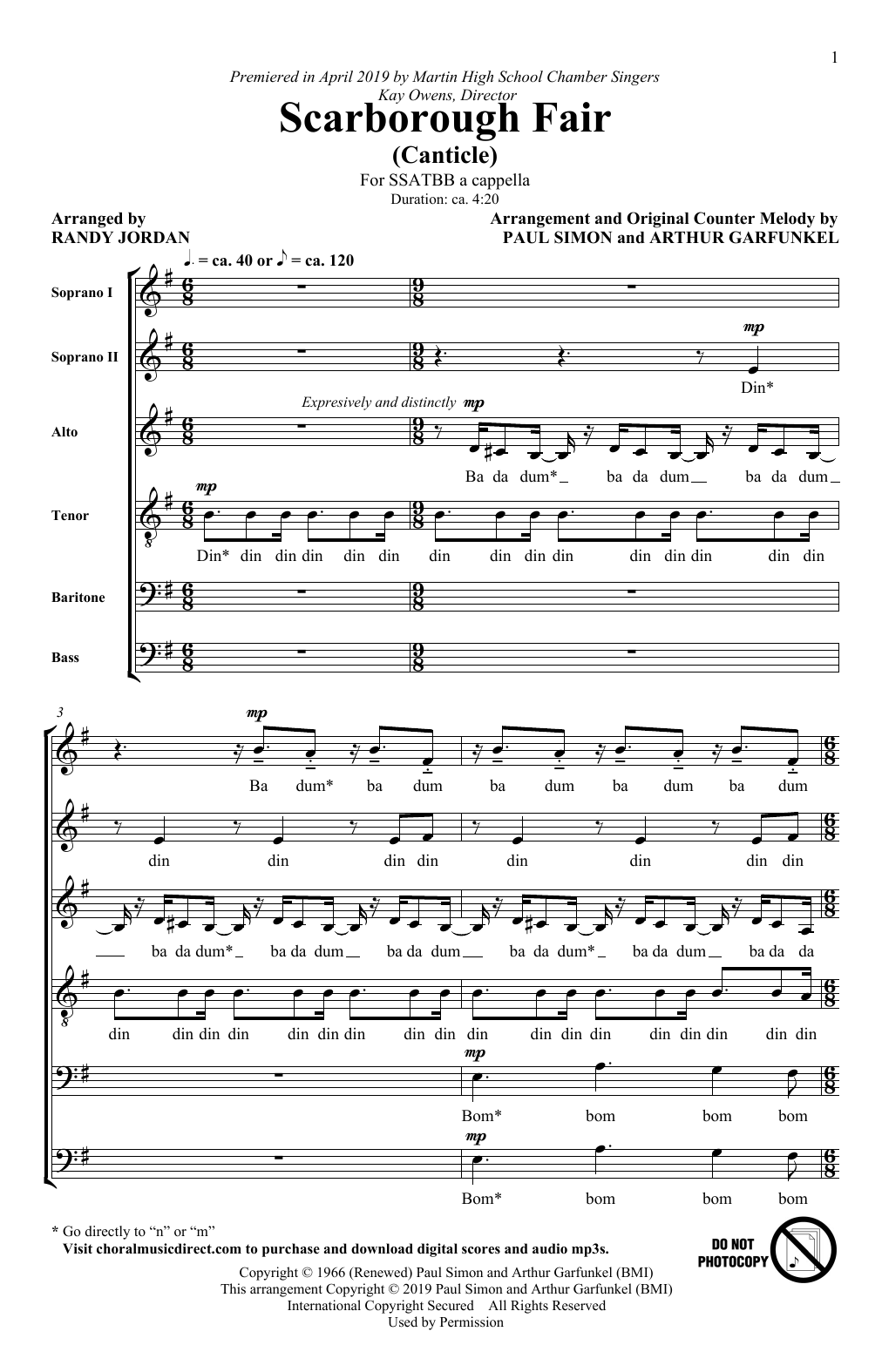 Product picture to: Scarborough Fair/Canticle (arr. Randy Jordan)