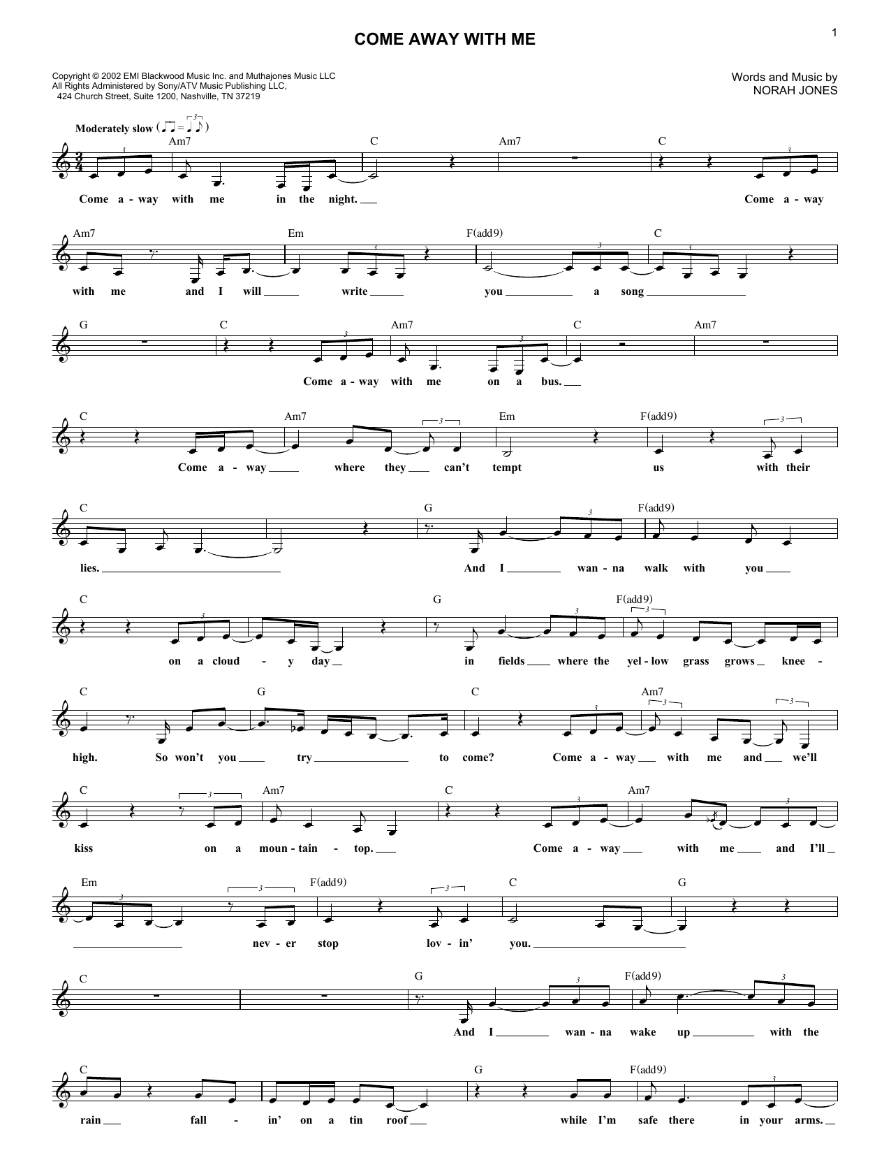 Produktgalerie: Seite 1 von 1 Come Away With Me, Norah Jones, Melodieinstrument