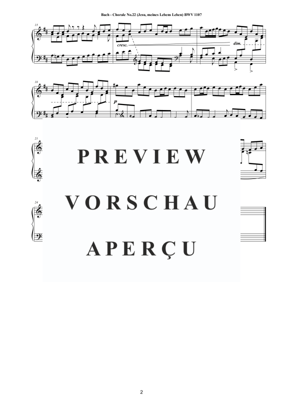 Product gallery: Page 3 of 3 Choral No.22 in D-Dur (Jesu, meines Lebens Leben) BWV 1107, , Solo Piano