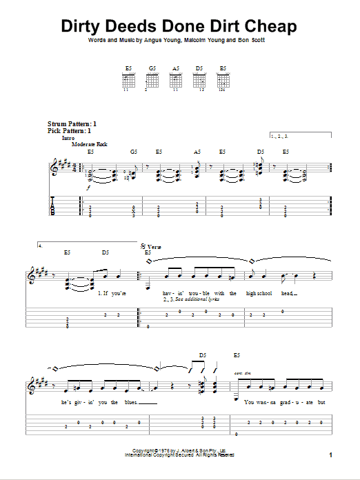 Produktgalerie: Seite 1 von 1 Dirty Deeds Done Dirt Cheap, AC/DC, Gitarre