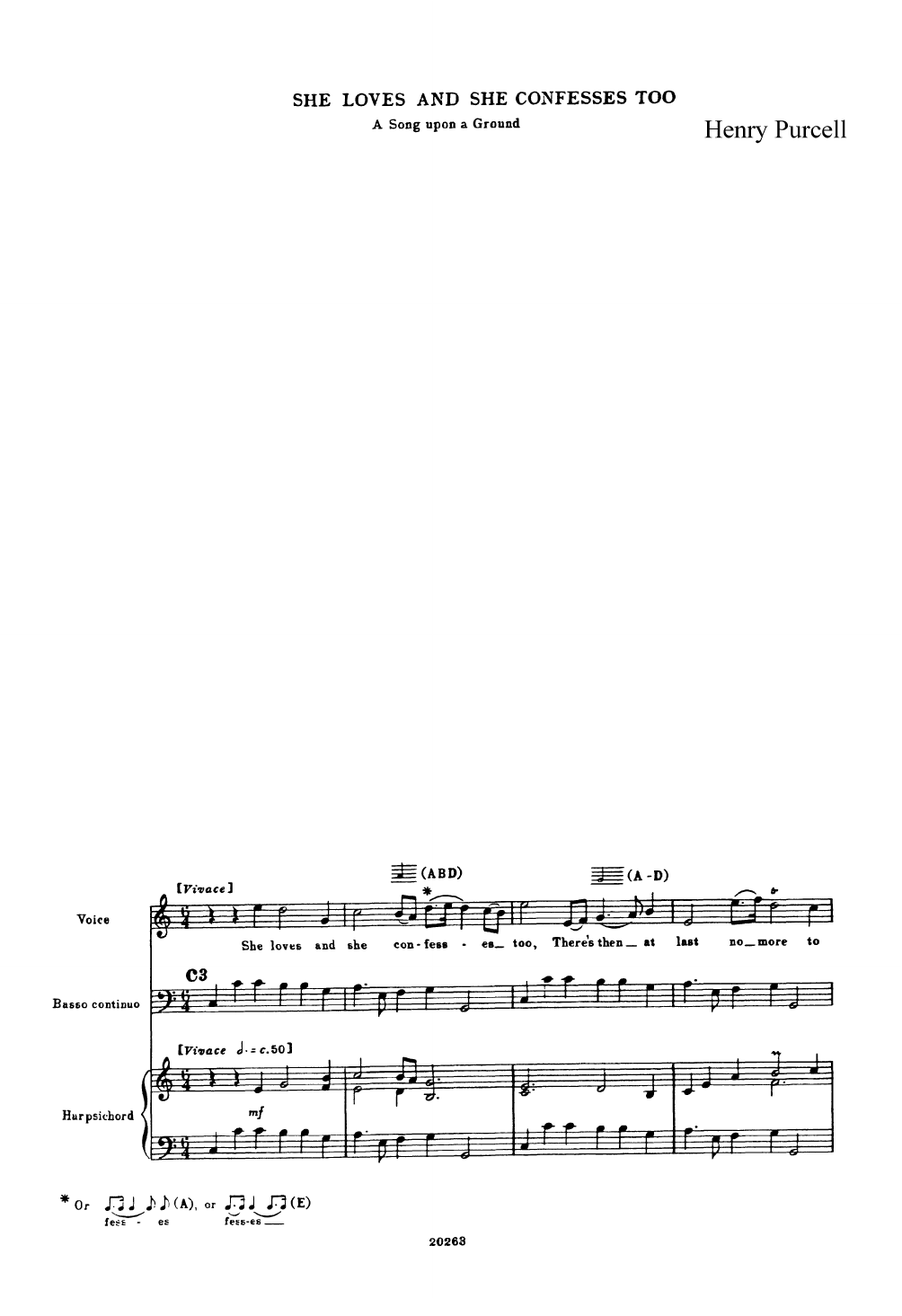 Produktbild zu: She Loves and She Confessess Too (for Voice, Bass Continuo and Harpsichord)