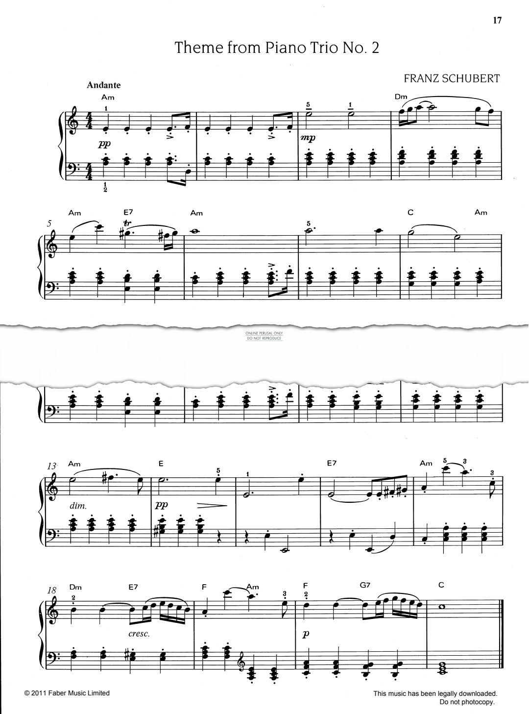 gallery: Theme from 'Piano Trio No.2', Franz Schubert, Klavier