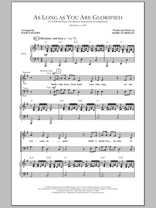 Produktgalerie: Seite 1 von 1 As Long As You Are Glorified, Marty Hamby, Chor