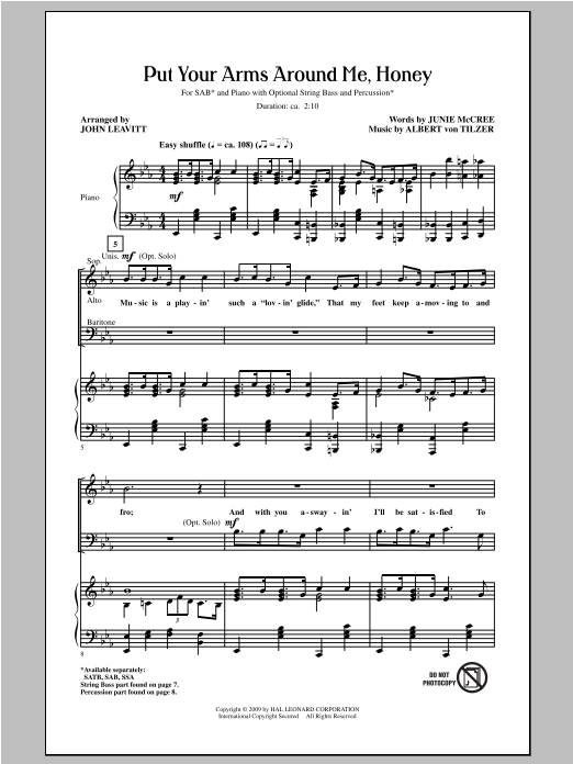 Product gallery: Page 1 of 1 Put Your Arms Around Me, Honey, John Leavitt