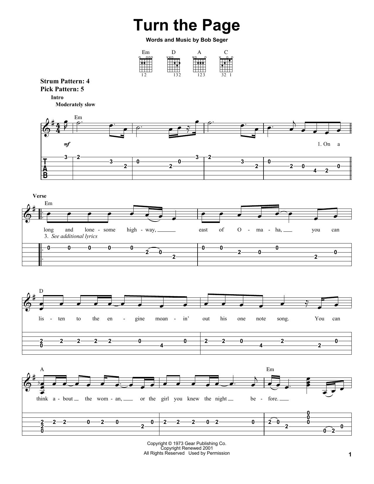 Produktgalerie: Seite 1 von 1 Turn The Page, Bob Seger, Gitarre