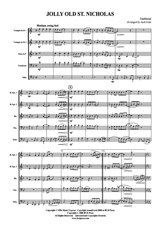 Produktbild zu: Jolly Old St. Nicholas Adventlied (arr. Gale)