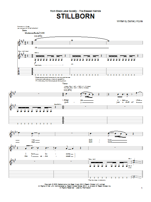 Produktgalerie: Seite 1 von 1 Stillborn, Black Label Society, Gitarre
