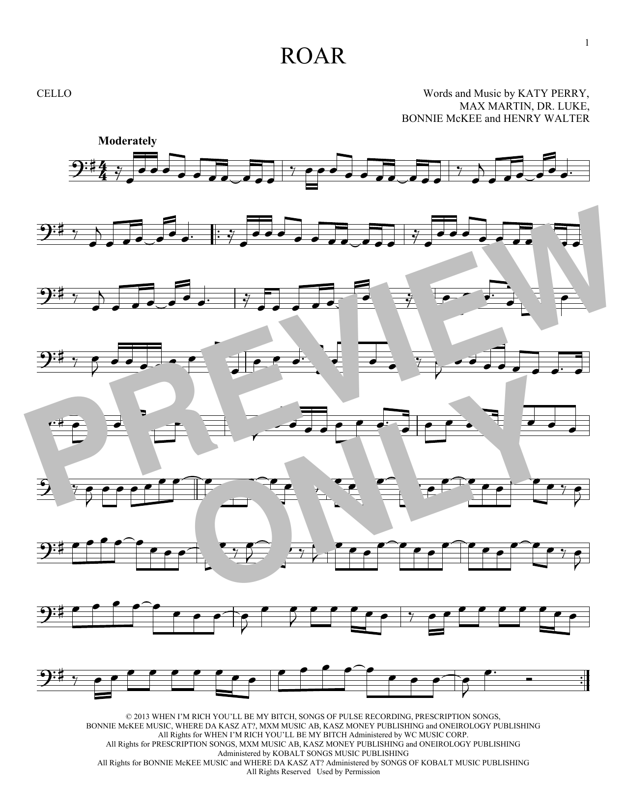 Produktgalerie: Seite 1 von 1 Roar, Katy Perry, Violoncello