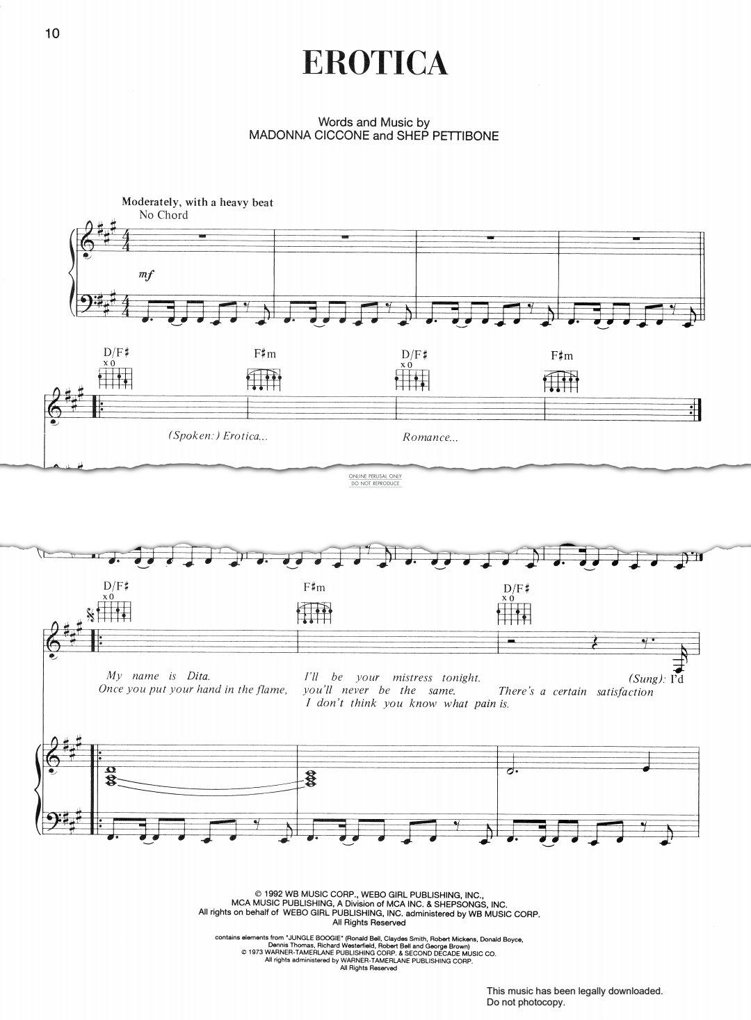 Produktgalerie: Seite 1 von 1 Erotica, Madonna, Gesang, Gitarre, Klavier