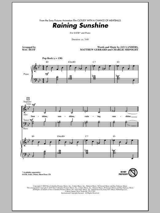 Produktbild zu: Raining Sunshine (from Cloudy With A Chance Of Meatballs)