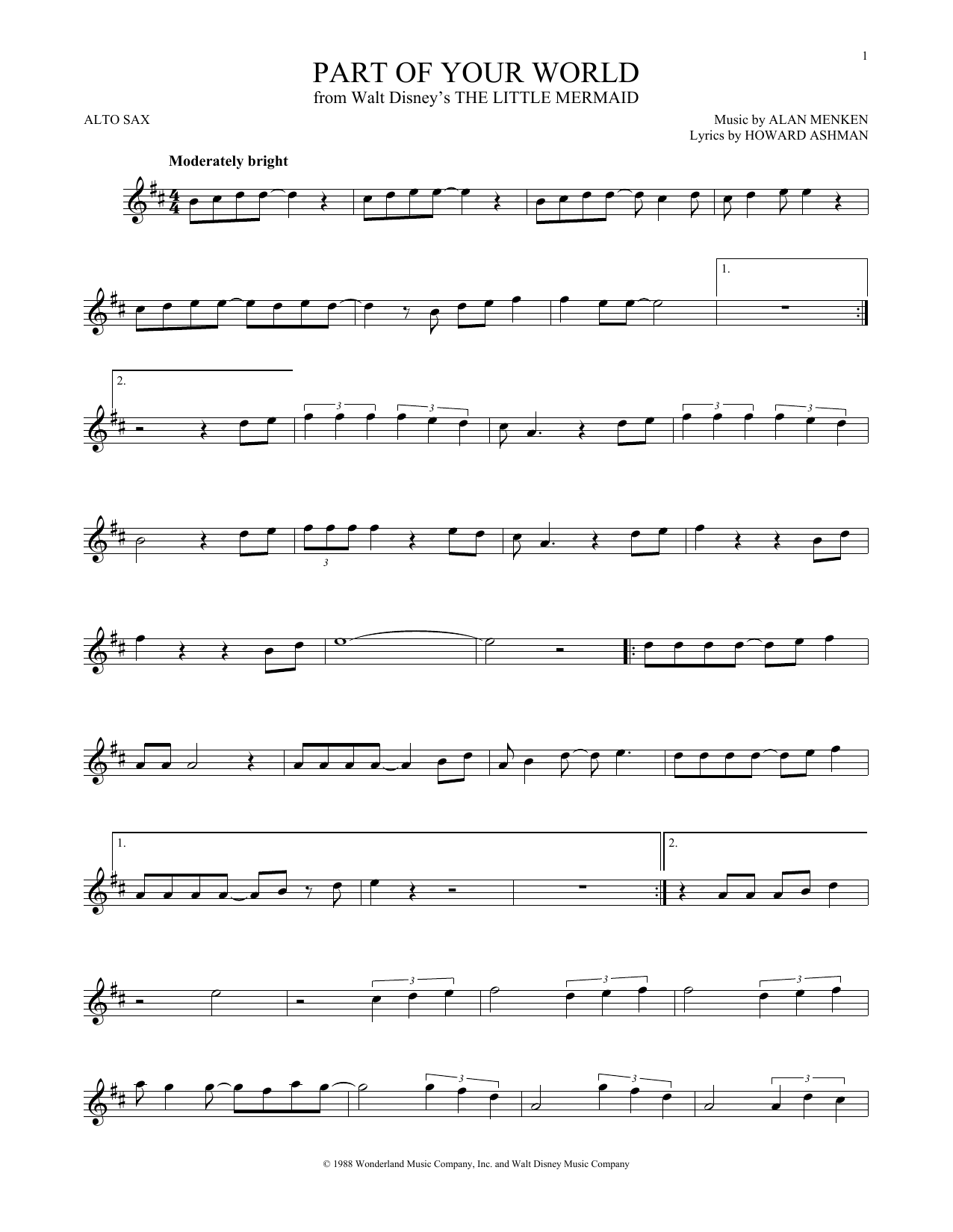 Product gallery: Page 1 of 1 Part Of Your World (from The Little Mermaid), Alan Menken & Howard Ashman