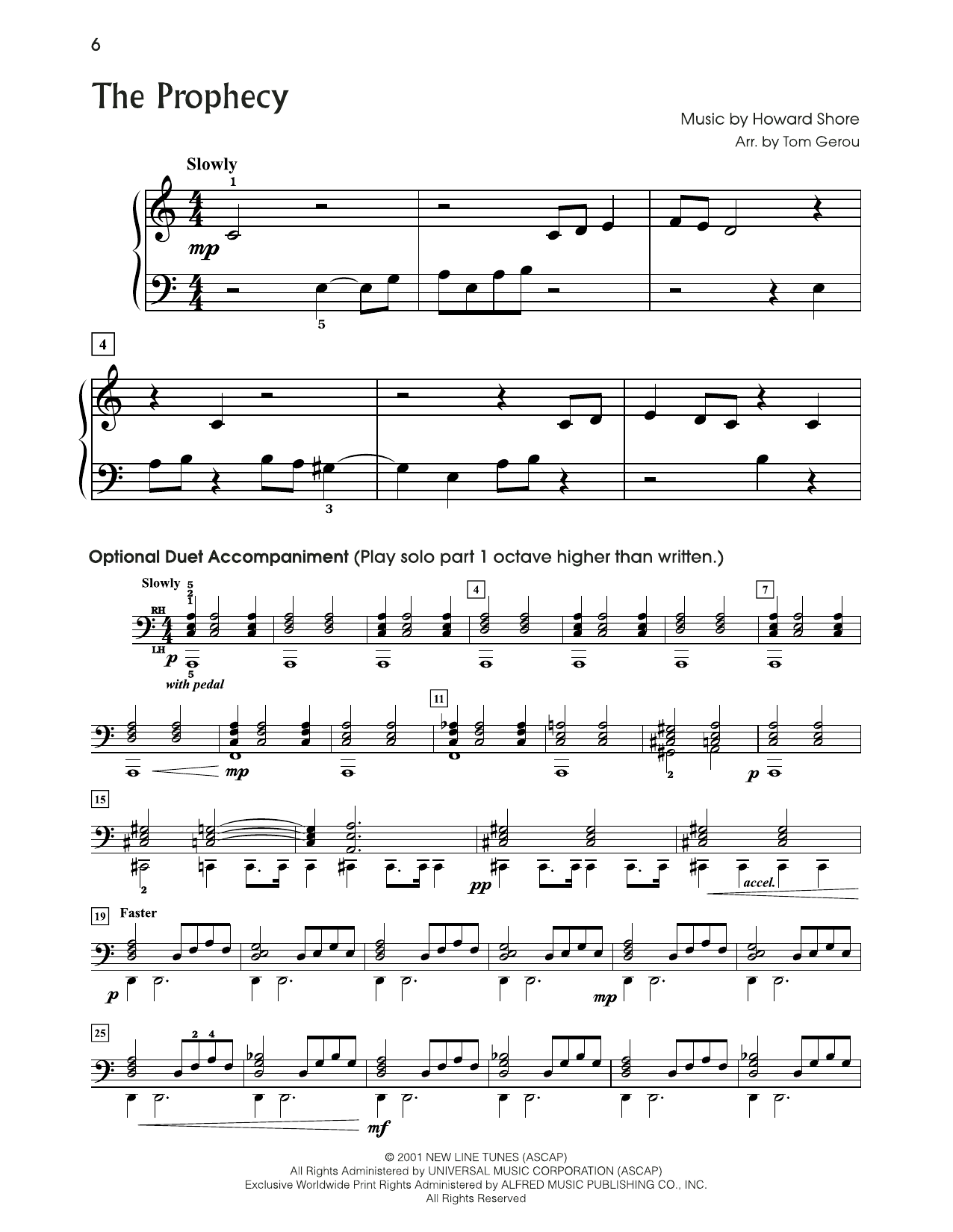 Product gallery: Page 1 of 1 The Prophecy (from The Lord Of The Rings) (arr. Tom Gerou), Howard Shore