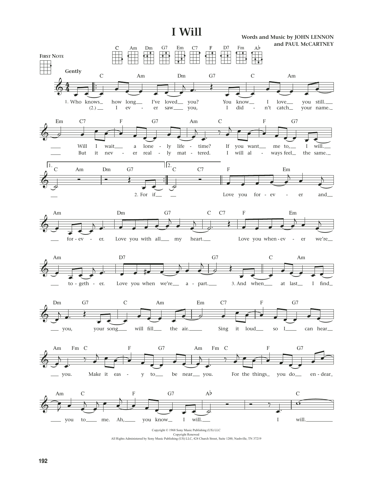 Product gallery: Page 1 of 1 I Will (from The Daily Ukulele) (arr. Jim Beloff), The Beatles