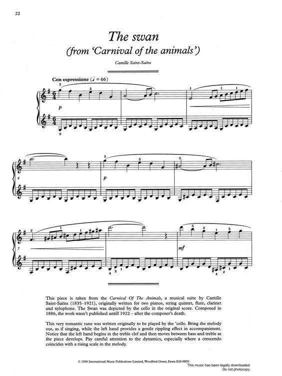 Produktgalerie: Seite 1 von 1 The Swan, Camille Saint-Saëns, Klavier