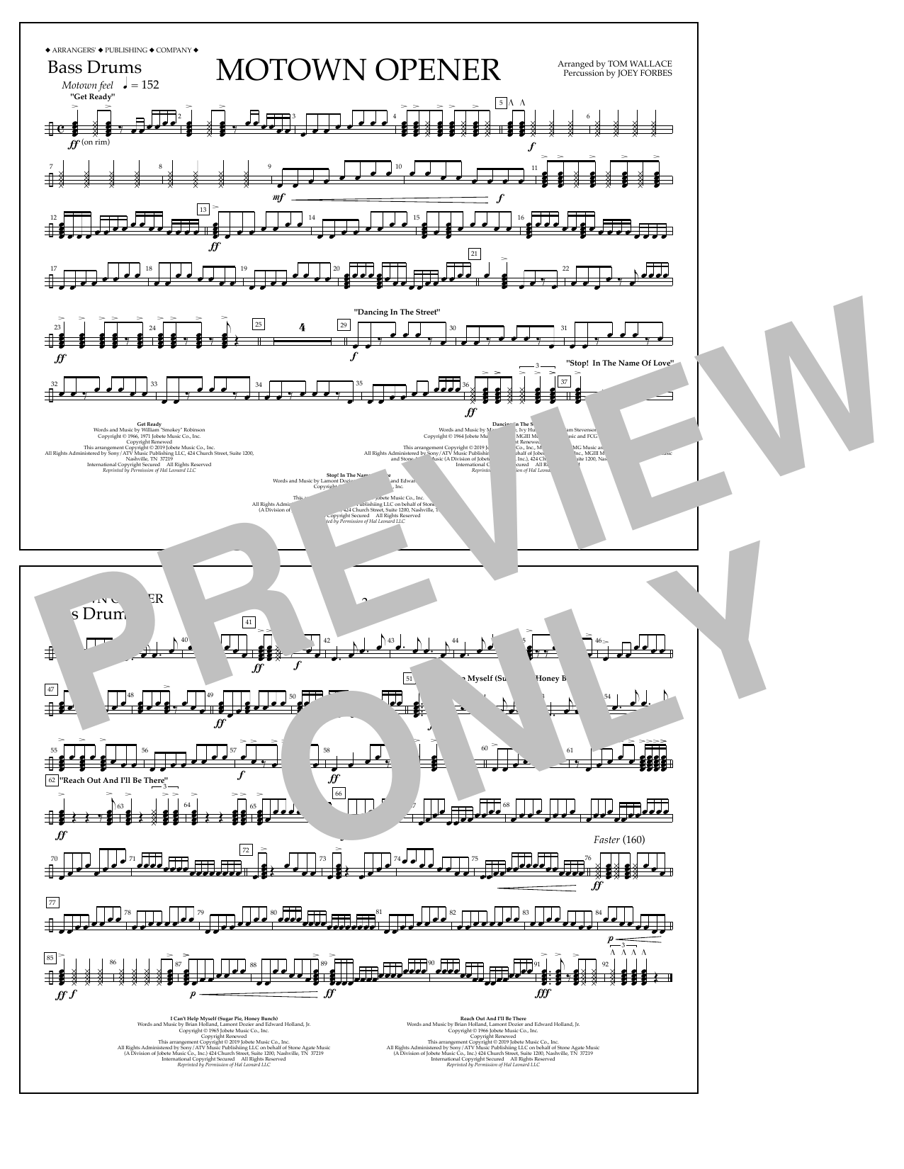 Product picture to: Motown Theme Show Opener (arr. Tom Wallace) - Bass Drums