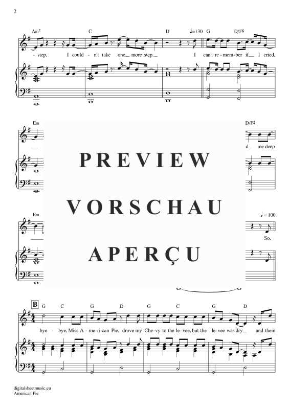 Product gallery: Page 3 of 11 American Pie , Mc Lean, Don, Piano and Voice