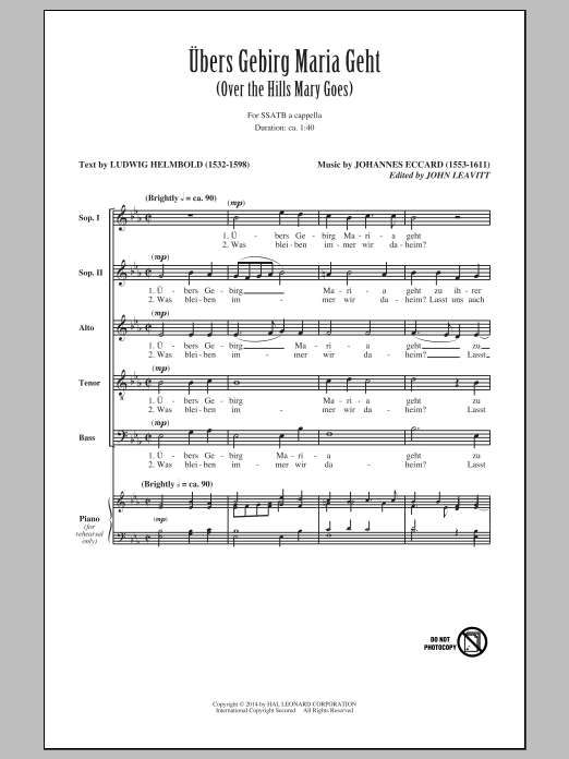 Produktbild zu: Ubers Gebirg Maria Geht (Over The Hills Mary Goes)