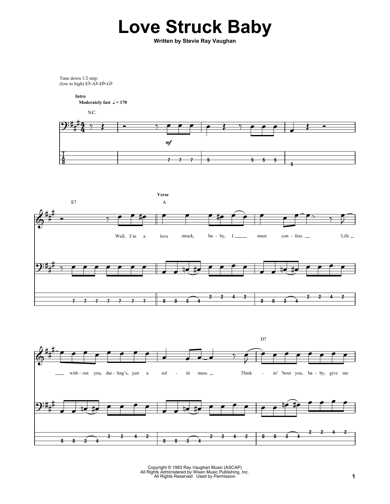 Produktgalerie: Seite 1 von 1 Love Struck Baby, Stevie Ray Vaughan, E-Bass