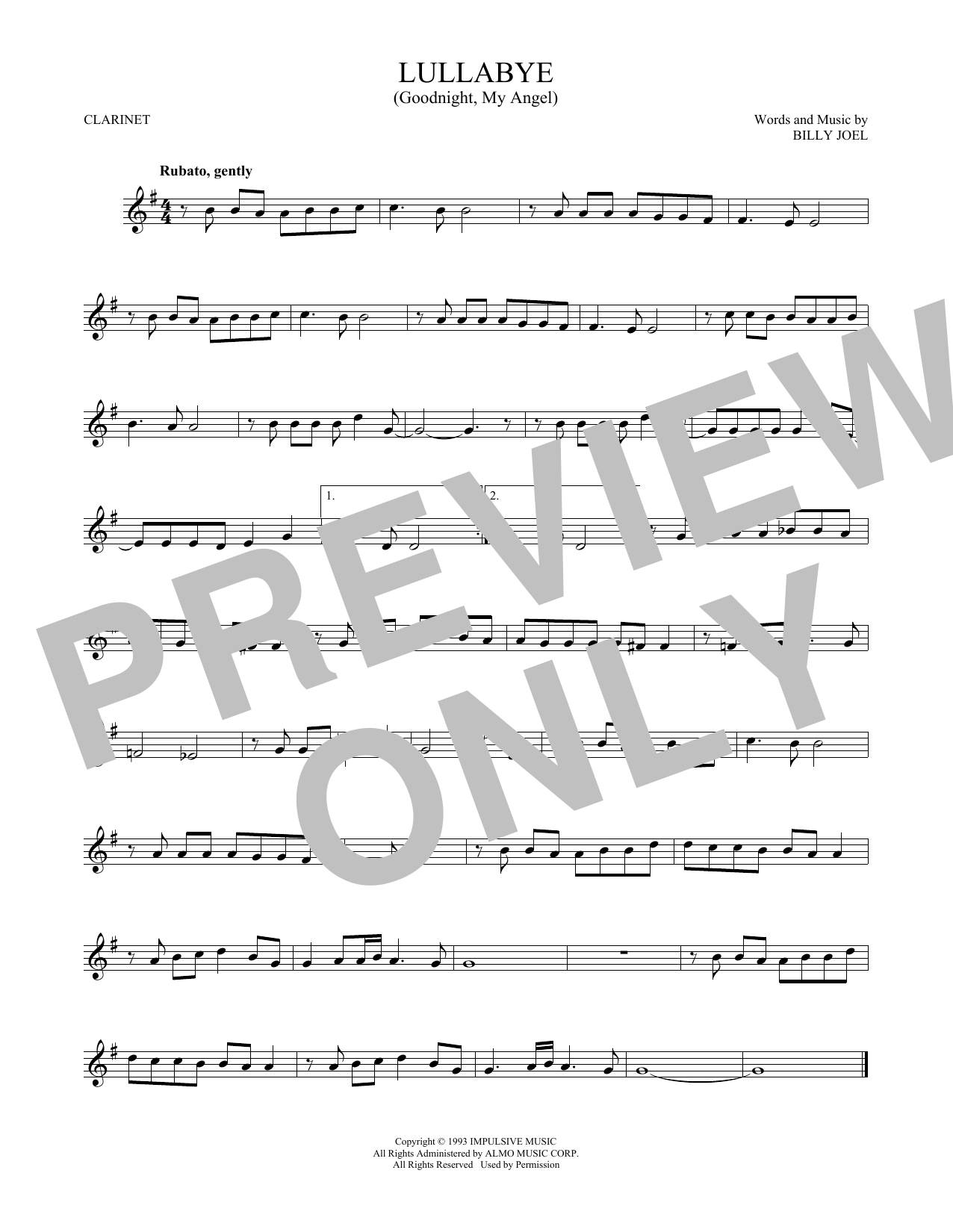 Product gallery: Page 1 of 1 Lullabye (Goodnight, My Angel), Billy Joel