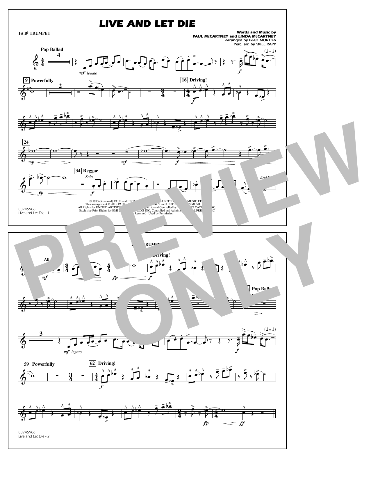 Product picture to: Live and Let Die - 1st Bb Trumpet