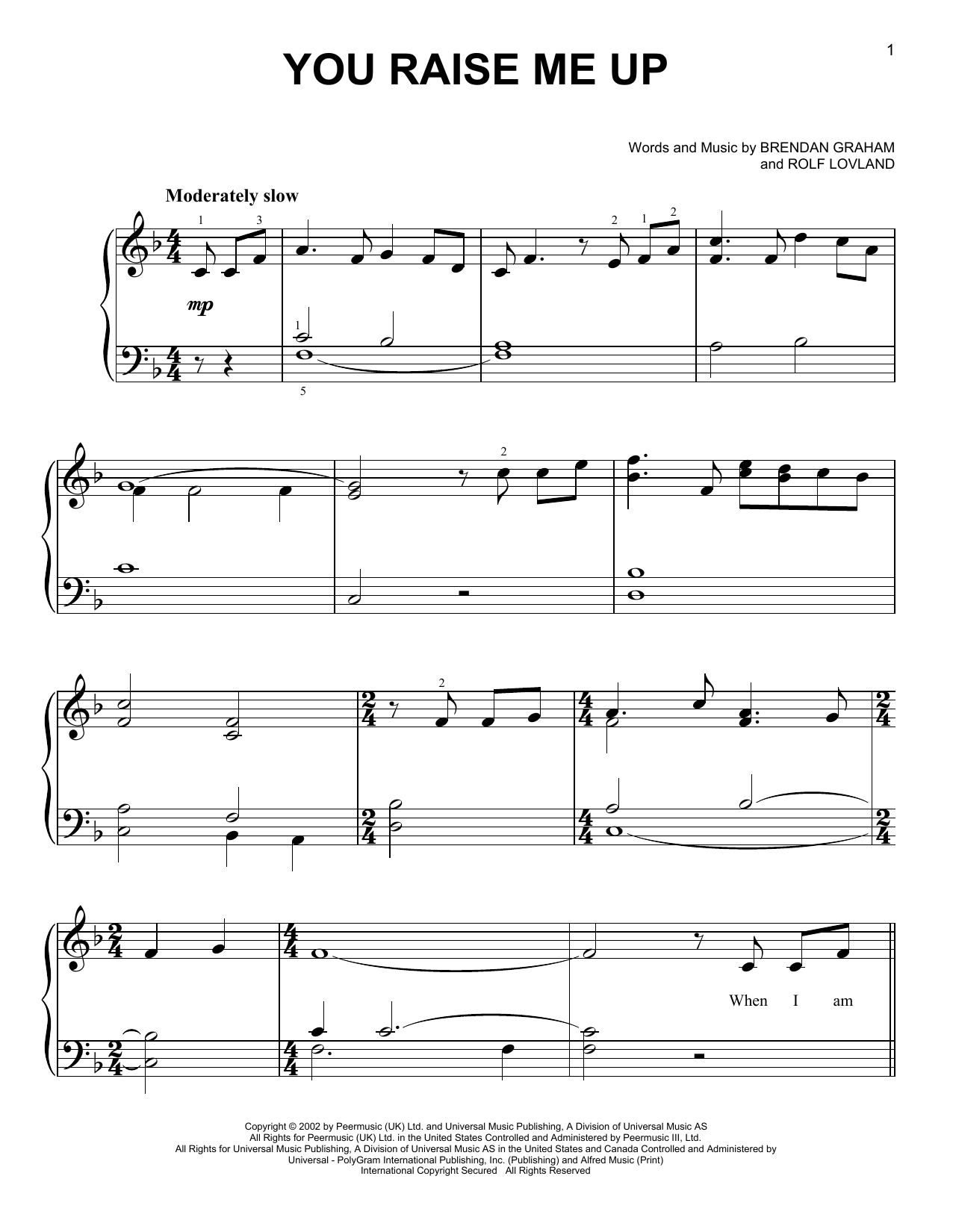 Produktgalerie: Seite 1 von 1 You Raise Me Up, Josh Groban, Klavier