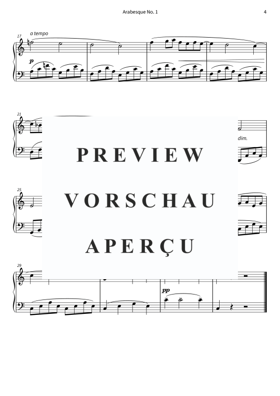 gallery: Arabesque - Easy-to-play piano version in C major, , Klavier Solo
