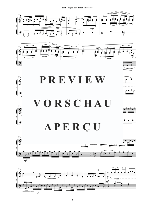 Produktgalerie: Seite 3 von 6 Fuge in A-Moll BWV 947 - Piano Version, , Klavier Solo