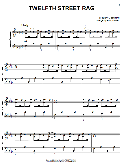 Produktbild zu: Twelfth Street Rag (arr. Phillip Keveren)