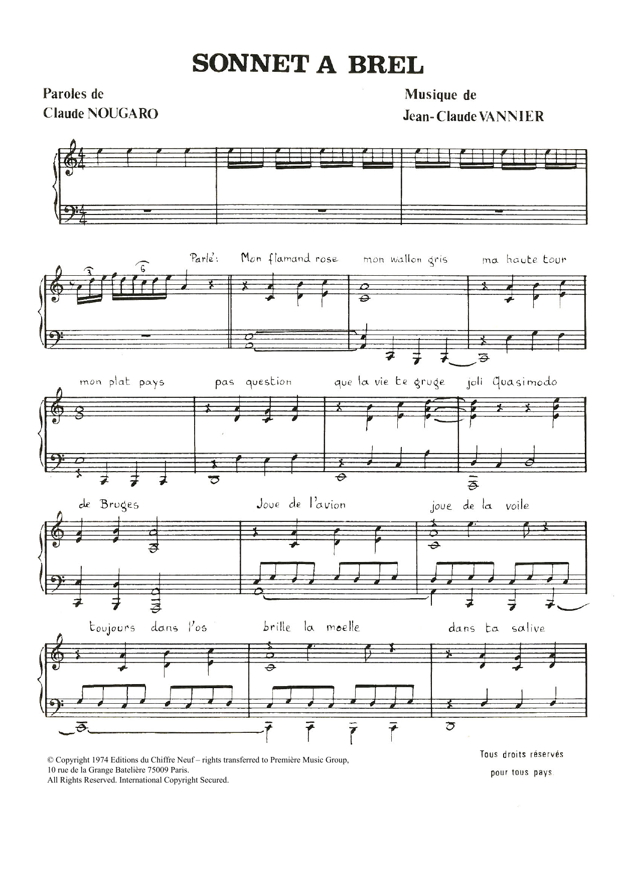 Product picture to: Sonnet A Brel