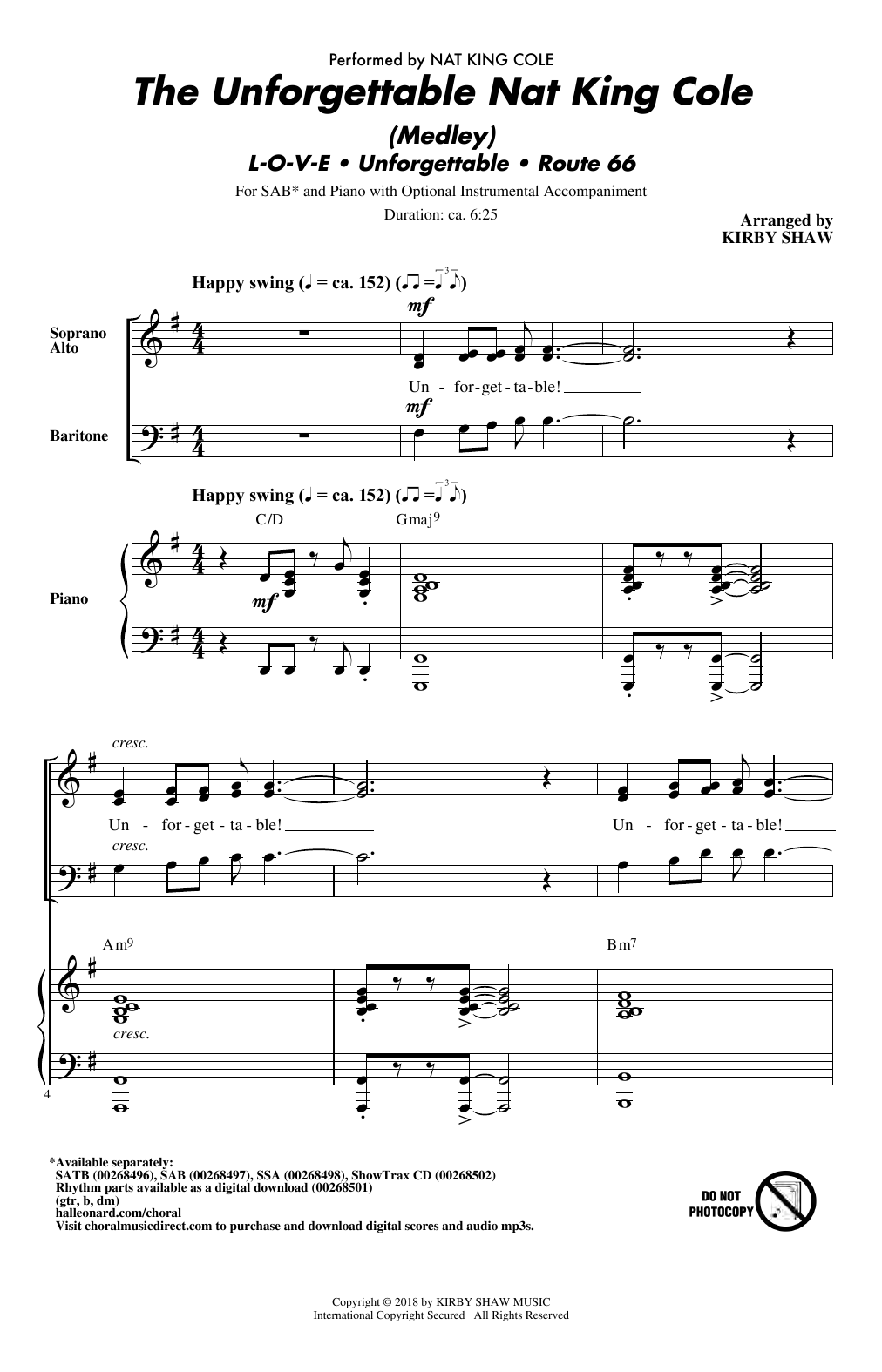 Product picture to: The Unforgettable Nat King Cole (Medley)